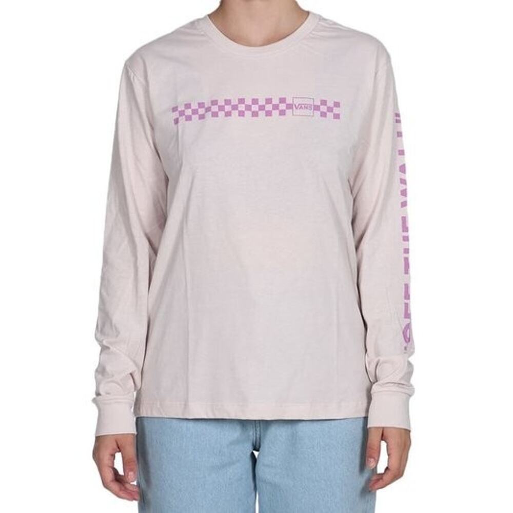 Vans Pink Mixed Up Fun Hushed Long Sleeve Tee VN05ART9P1 Women's Tshirt Size M